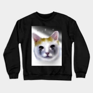 cat crying meme Crewneck Sweatshirt